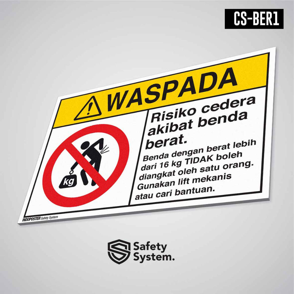 Safety Sign K3 Pvc Ansi Signs - Risk of Injuries Due to Heavy Objects ...