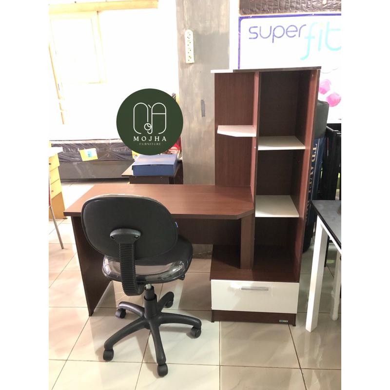PUTIH White Minimalist Bookcase Office Work Study Desk (Already