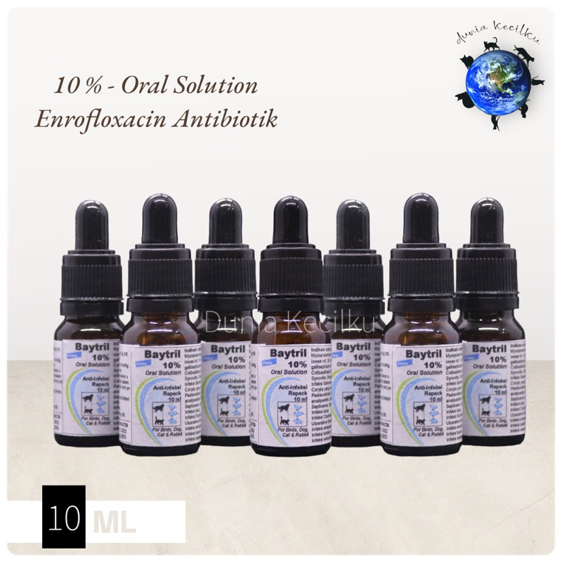 Baytril Liquid 10% Oral Solution - Enrofloxacin Animal Antibiotic 10ml ...