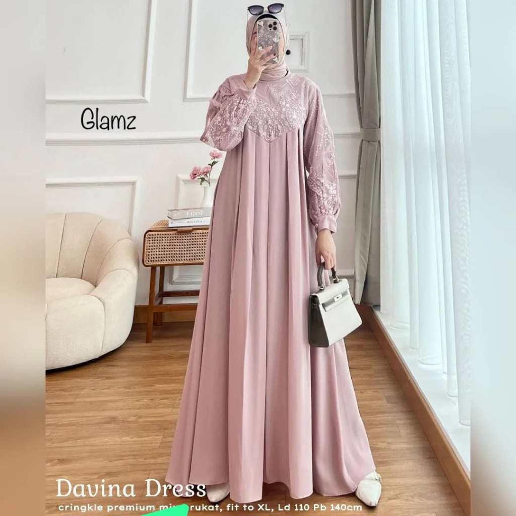 Latest Muslim Fashion Davina Matt Crinkle Airflow Gamis Brocade ...