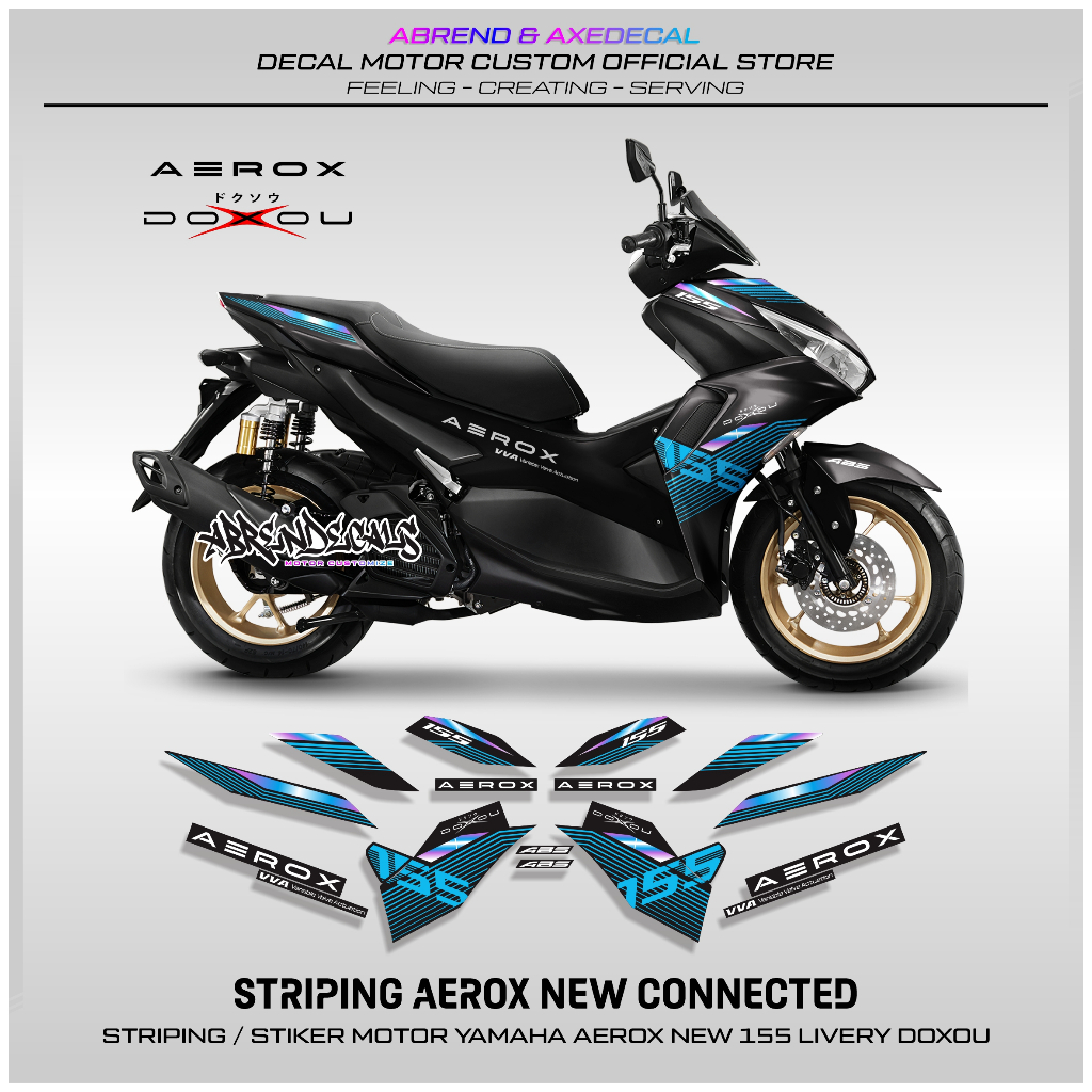 Striping Aerox New Connected Doxou/Yamaha Aerox 155 Motorcycle Sticker
