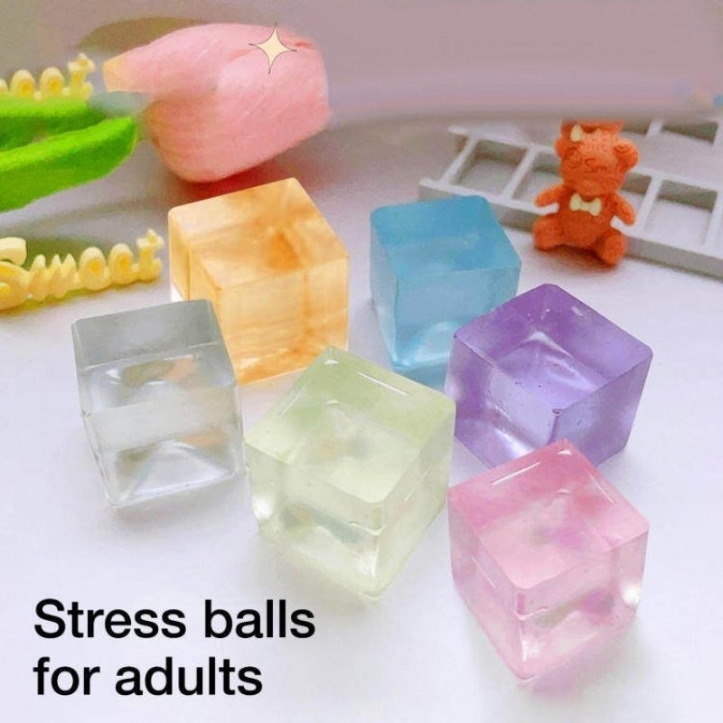 Squishy Ice Block New Fidget Toy Squeeze Ice Cubes Transparent Stress