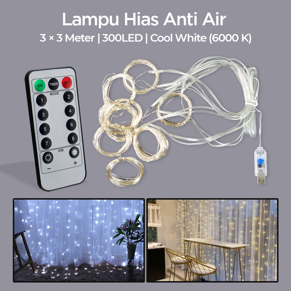 3x3 Meter 300led Decorative USB String Lights+Remote - S-04 - White ...