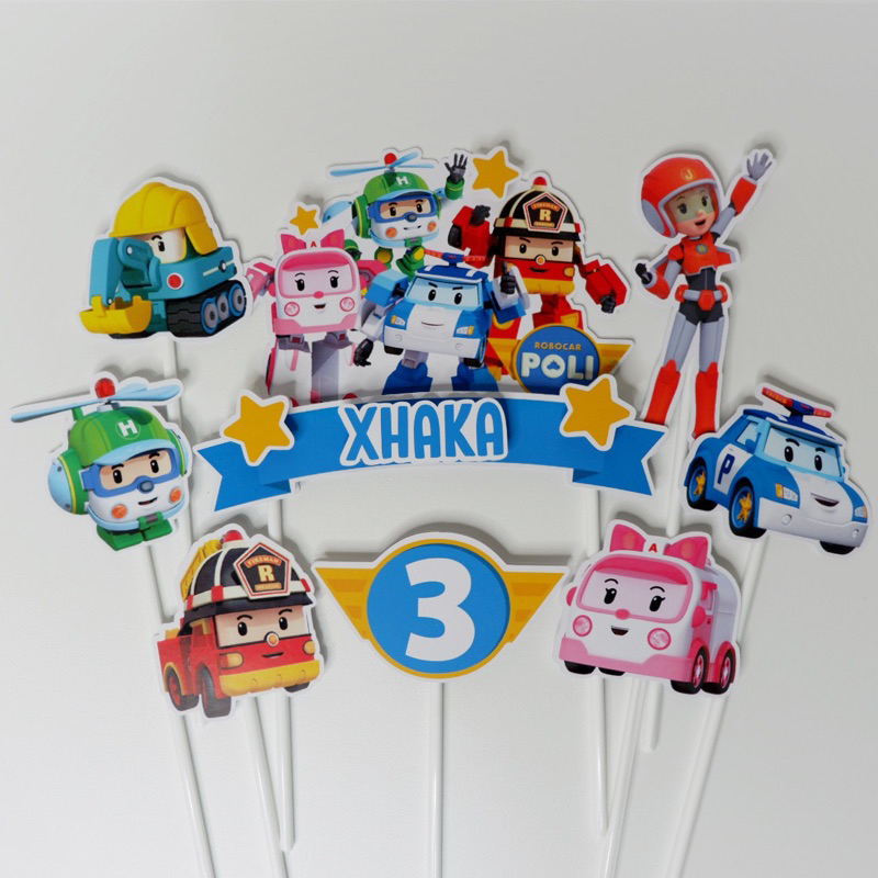 Cake Topper 3D Custom Name Character Robocar Poli Robocarpoli Robo Car ...