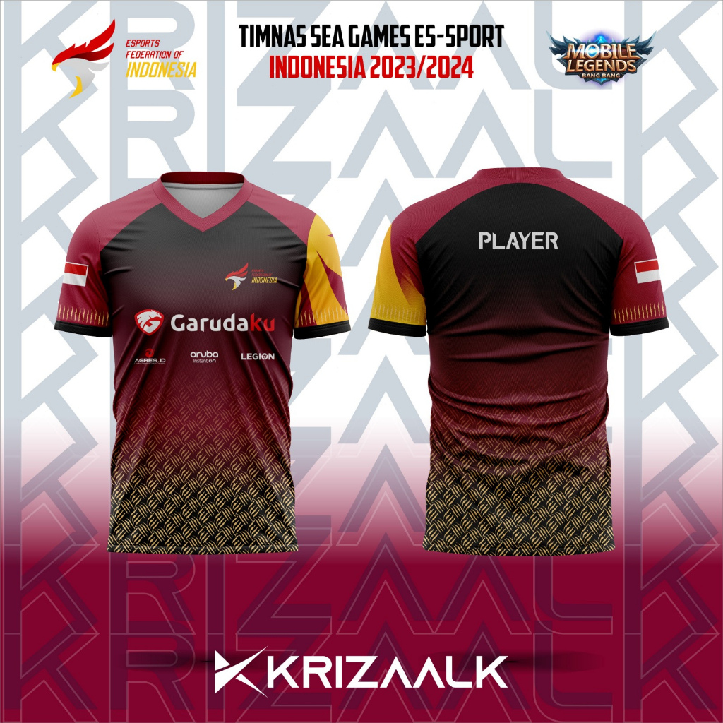 Indonesian ESPORT SEA GAMES National Team JERSEY 2023 Adult And Child