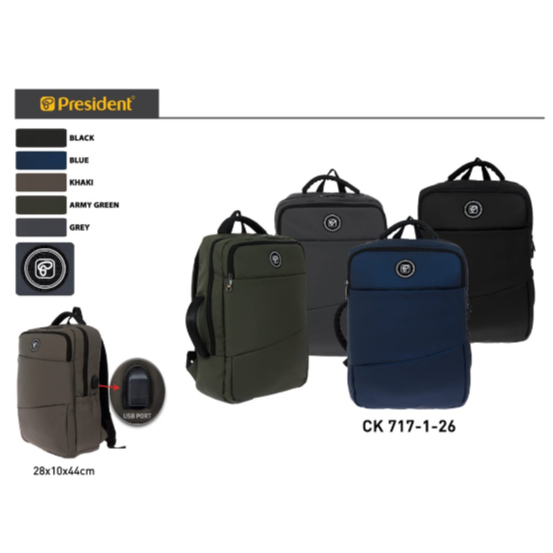 PRESIDENT Waterproof 717 Laptop Backpack | College Work Bag | | Shopee ...