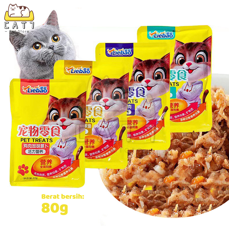 Liebao POUCH 80gr Cat Snack Cat Snack 90g Nutritious Cat Wet Food Adult