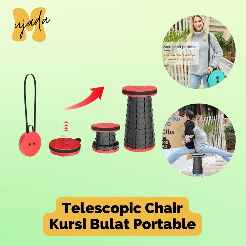 Round Portable Folding Chair Telescopic Stool Chair Hiking Camping