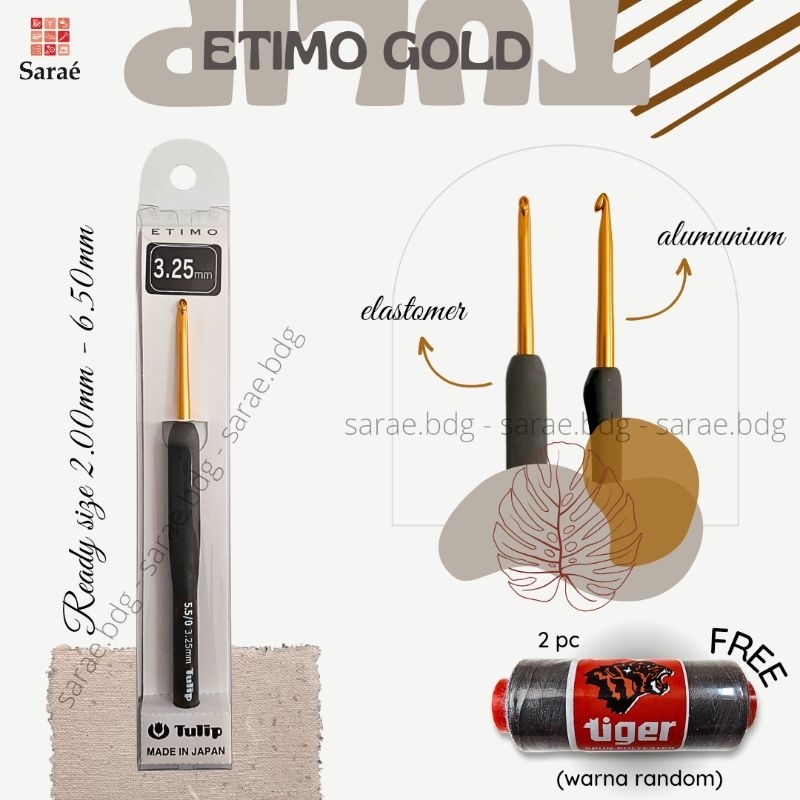 Uncinetto Tulip In Alluminio Con Impugnatura Comfort | Per Lana E Filati | Colore Nero E Oro - Foto 4