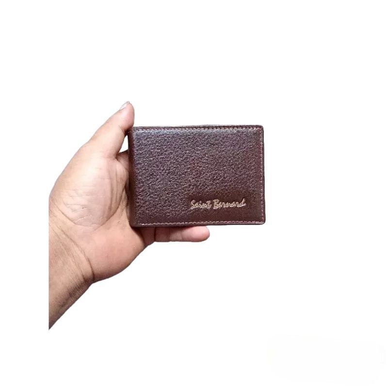 Saint Bernard Genuine Leather Wallet, Mini Slim Model, Size X 10 Cm,  Brown and Black, Genuine Cowhide Wallet