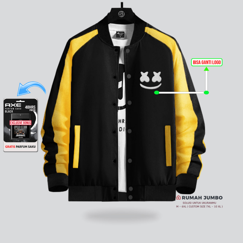 Oversized Yellow Hotam Raglan Button Bomber Jacket (M - 6XL) Custom ...