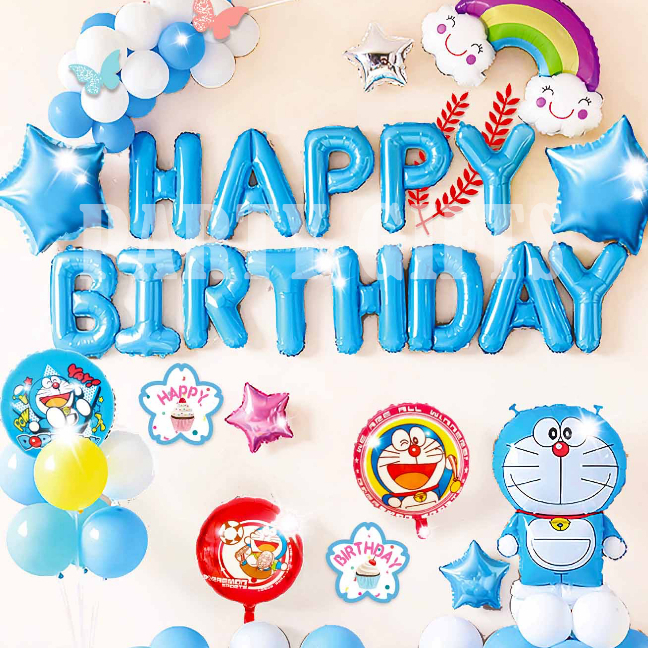 Doraemon Theme Happy Birthday Decoration Balloon Package Set Shopee