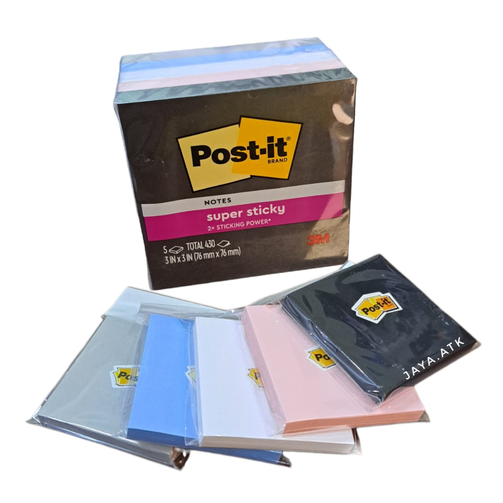 STICKY NOTES POST IT 654-5SSNE 76X76 430 SHEETS MEMO STACKED STICKS 5 ...