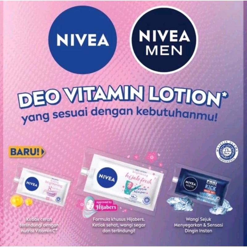 Nivea Deo Lotion Sachet Deodorant Antem extra brightening/Hijab Fresh