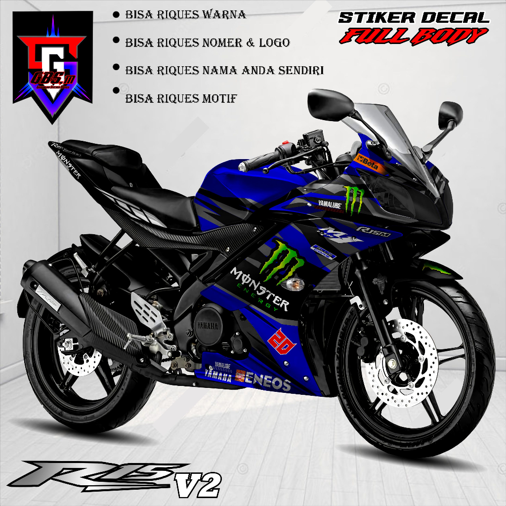R15 Motorcycle Sticker Decal R15 V2 Striping Decal Fullbody Sticker ...