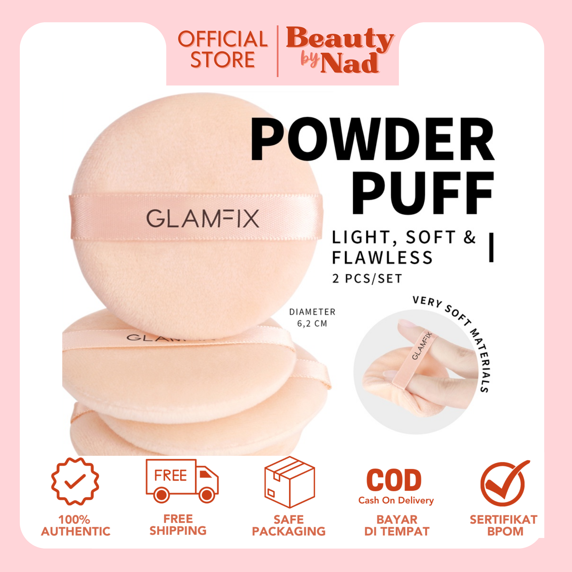 GLAMFIX Camelia Loose Powder Puff Loose Powder Sponge Fill 2pcs | GLAM ...