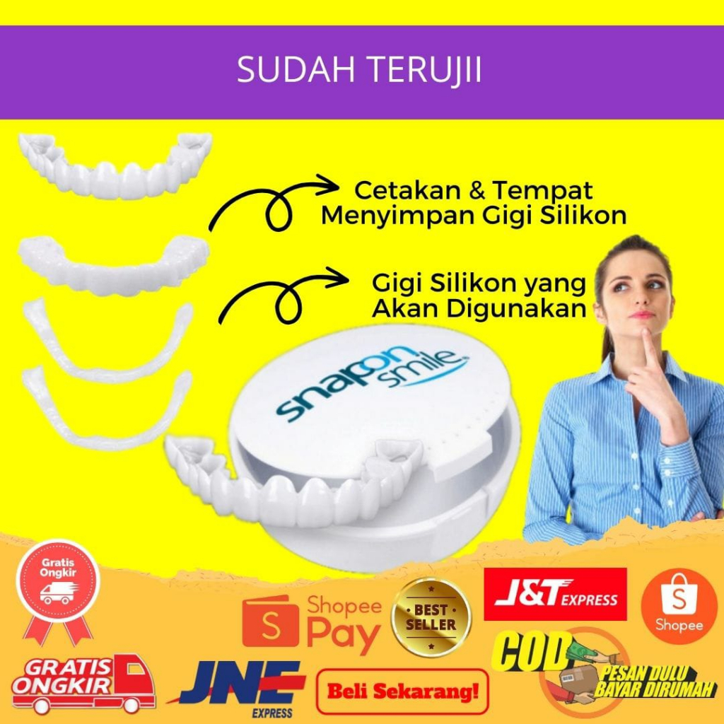 Pay ON The Spot] 100 ORIGINAL SNAP ON SMILE A Pair Of SILICON Dentures