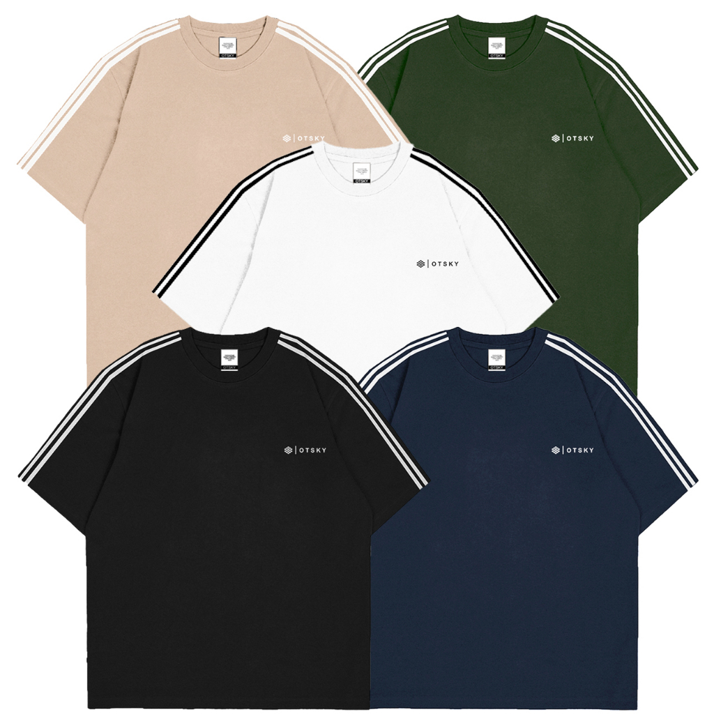 Otsky Men's T-shirt Two Strip Cotton Combed 24s (G) | Shopee Philippines