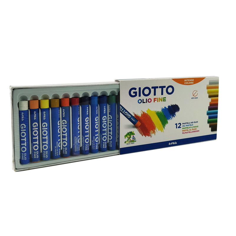 Giotto Oil Crayon / Oil Pastel Olio Fine Cardboard 12 Colors - Bright ...