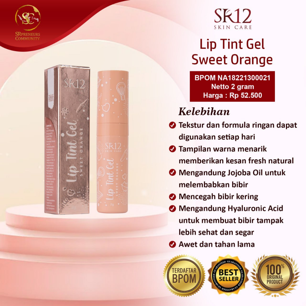 Lip TINT GEL SWEET ORANGE SR12/Light Texture, Durable And Long Lasting