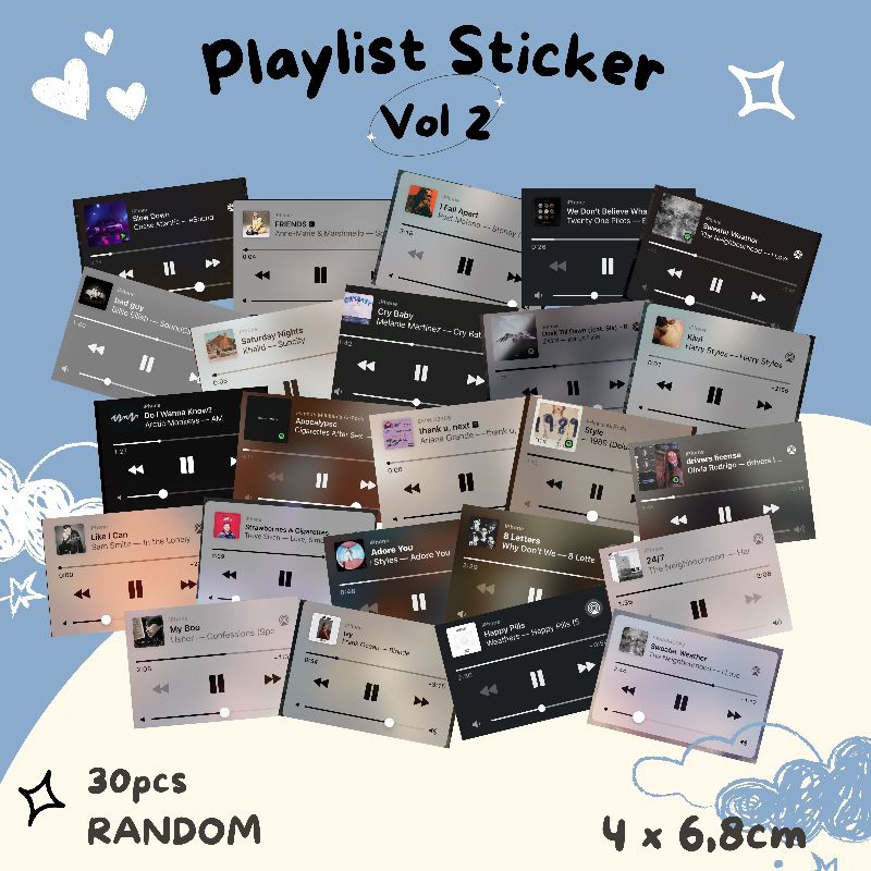 30pcs/pack playlist music sticker aesthetic/journaling sticker/music ...