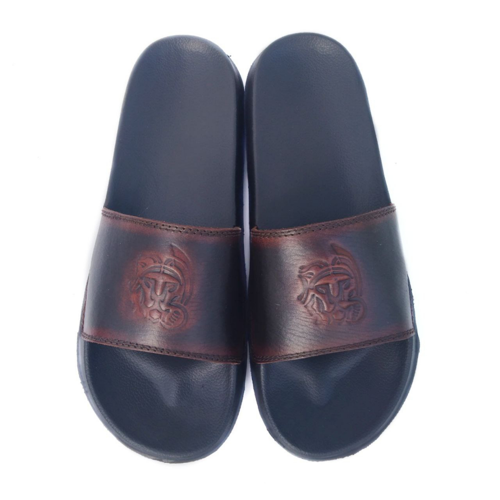 Genuine Leather Sandals Men's Slider Slippers Casual Genuine Leather ...