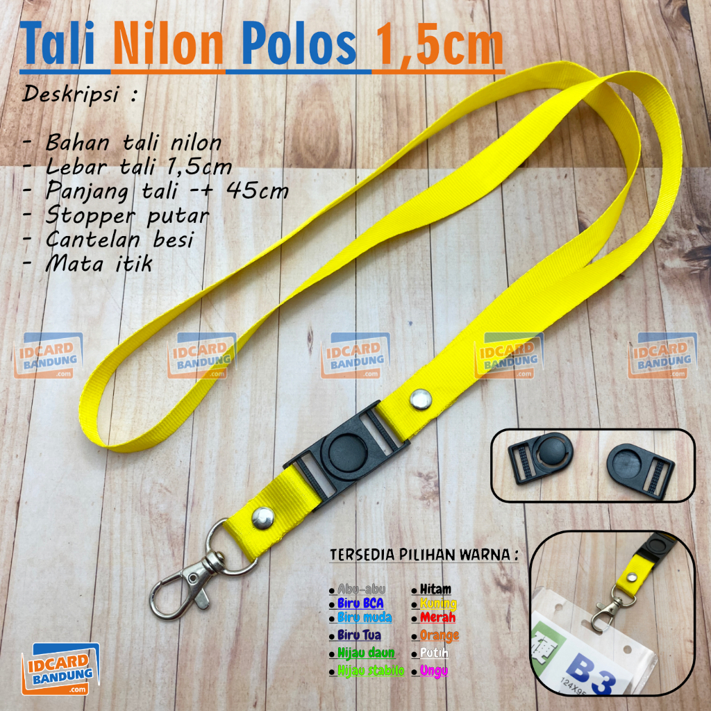 Lanyard STOPPER Strap 1.5cm ID Card Strap polyster Name Tag idcard ...