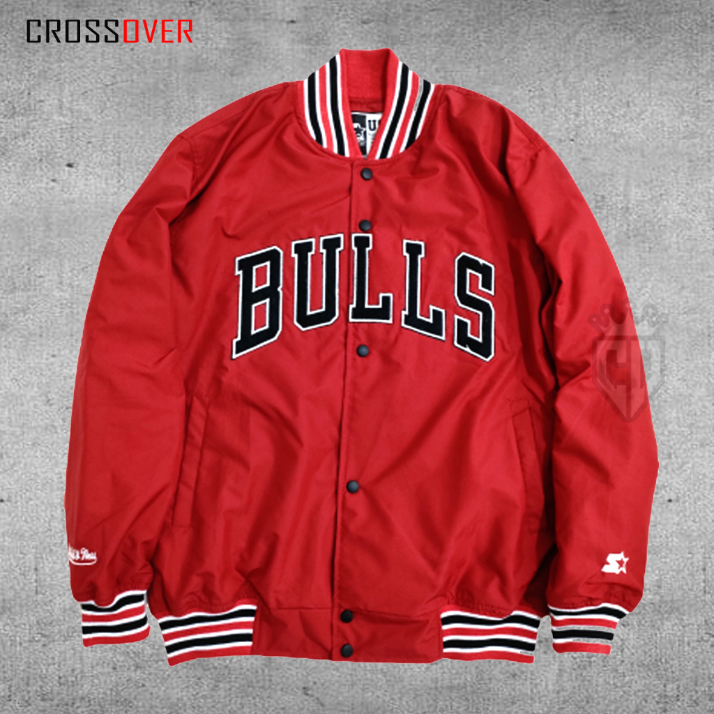 MERAH Varsity Jacket - BASEBALL Jacket - Red BULLS Embroidery - TEXT ...