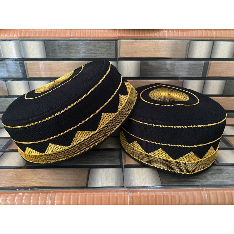 HITAM Malaysian Bugis Motif Black Skullcap / Embroidered Bugis Hajj ...