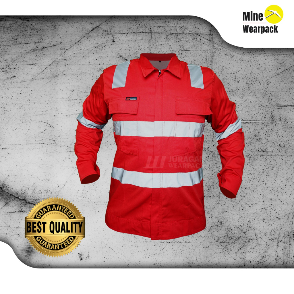 MERAH KEMEJA Wearpack Shirt Red Color Safety Shirt Work Uniform Wearpak ...