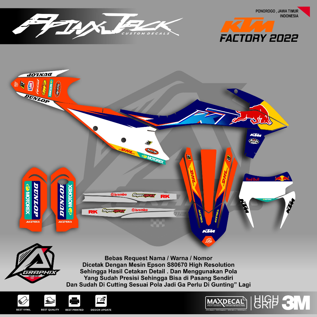 Ktm MODEL FACTORY 2022 DECAL/KTM PREMIUM DECAL/KTM REDBULL DECAL ...