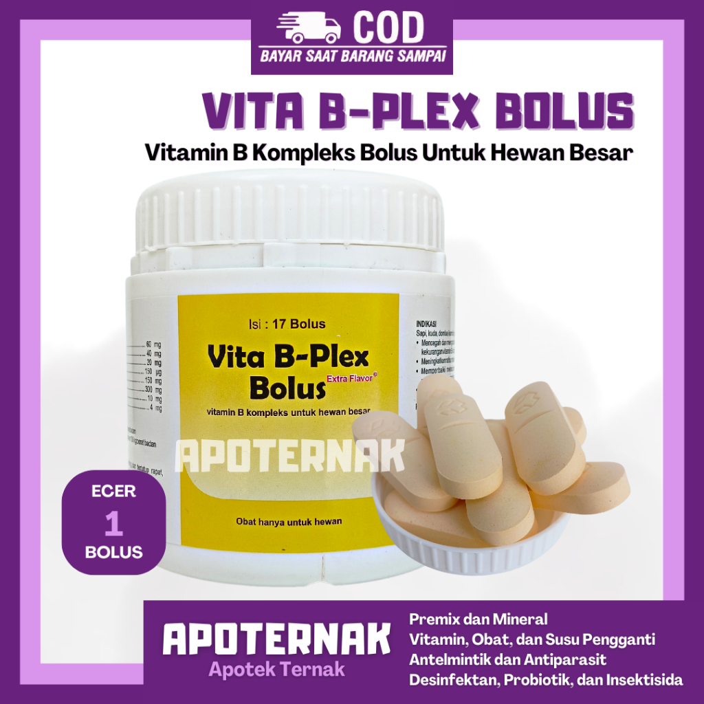 Vita B PLEX 1 Bolus Vitamin B1 B1 B2 B6 B12 (B Complex) For Cow Goat