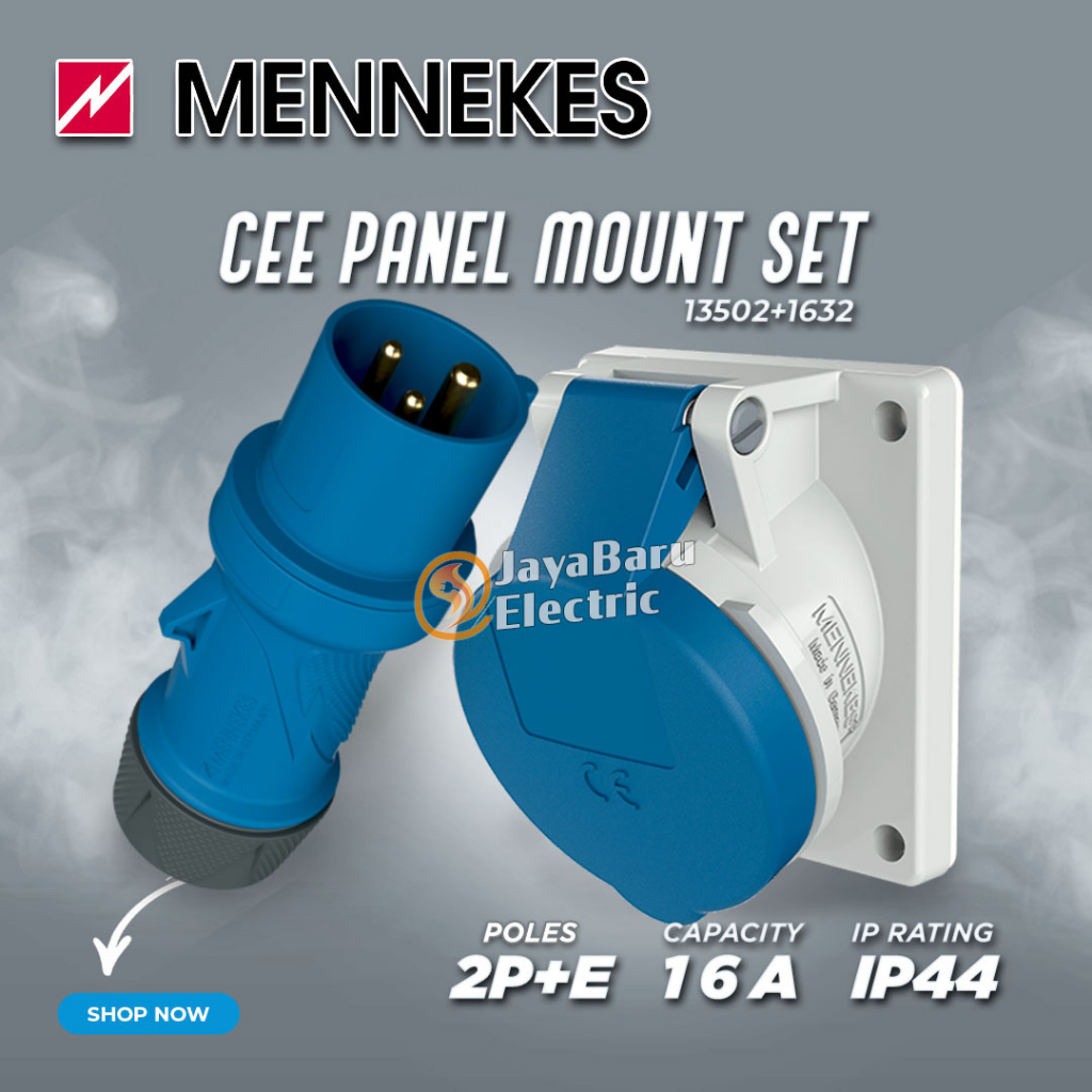 MOREKES Plug Panel Mount Socket Reinforcement Set 2P+E / 3 Pin 16A IP44 ...