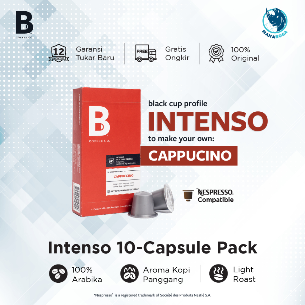 B Coffee Co. Intenso Cappuccino Nespresso Coffee Compatible Capsule ...