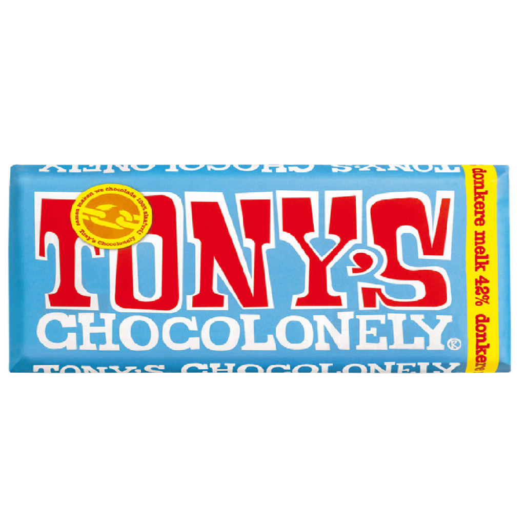 Tony's Chocolonely 42% Dark Milk Chocolate Bar with Pretzel & Toffee ...