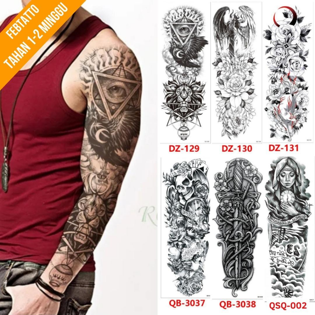 Temporary Tattoo Size 17cmx48cm Aesthetic motif Temporary Tattoo