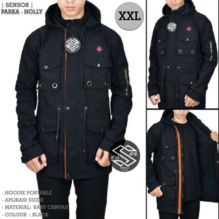 Hitam Parka Jacket Men Premium Brand Sensor Jumbo Pocket Series - Parka 