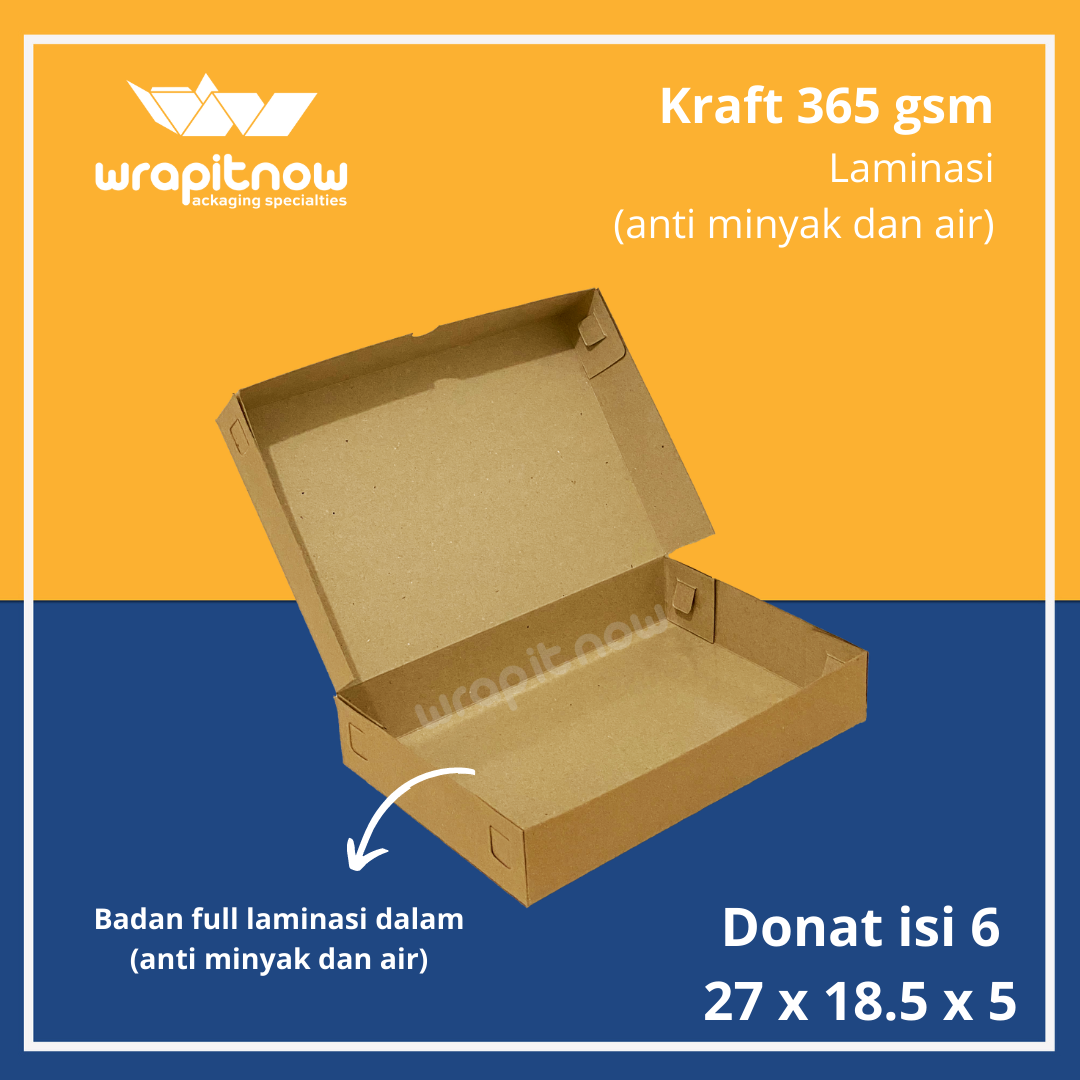 Donut Box Contains 6 Laminated Kraft 27x18.5x5/ Bread Box cookies Box