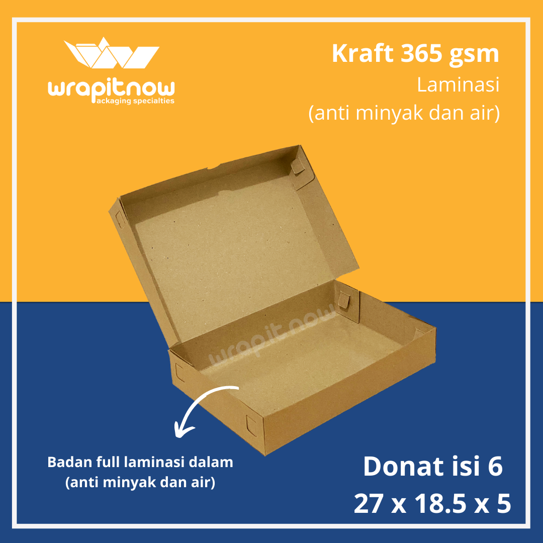 Donut Box Contains 6 Laminated Kraft 27x18.5x5/ Bread Box cookies Box ...