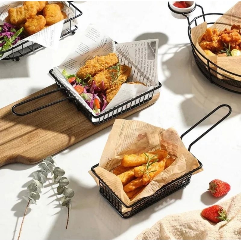 Fries Holder Basket, Cafe Style Fries / Stainless Steel Fries Strainer ...