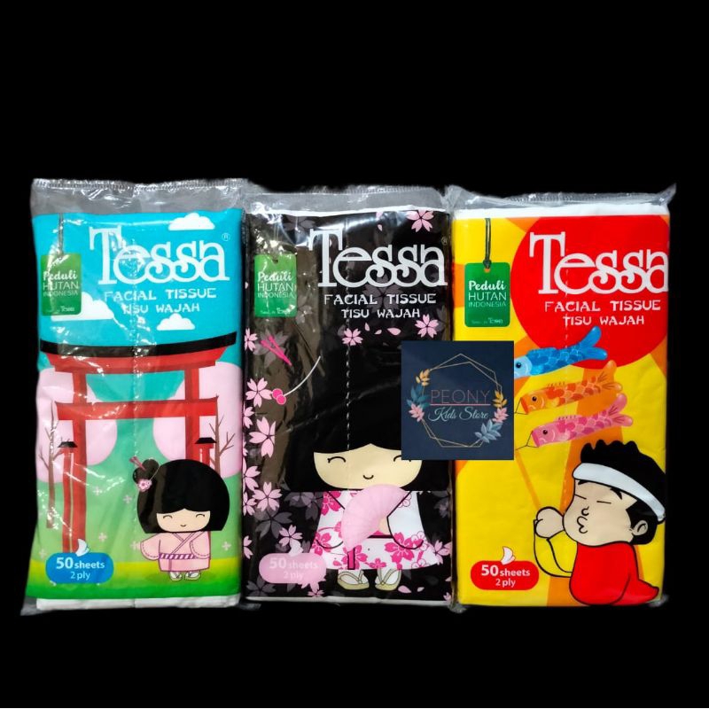 Tessa TRAVEL PACK Japanese Cartoon MOTIF 50S Multipurpose Facial Tissue 50 Sheets Shopee