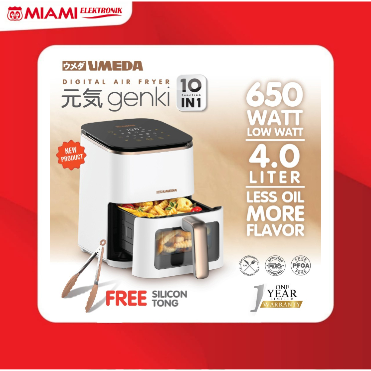 Umeda Genki Air Fryer Low Watt 650w 4L/frying Without Oil Shopee