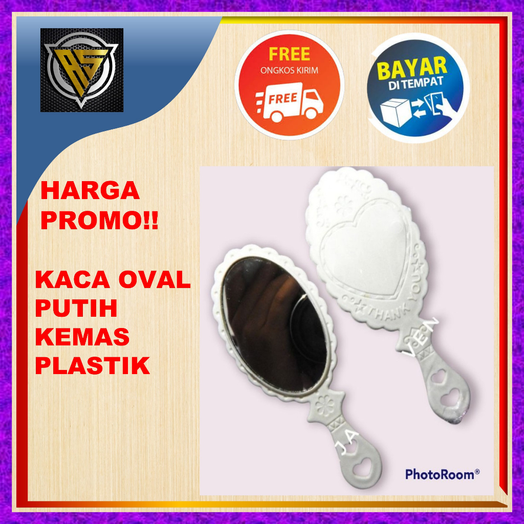 PUTIH Wedding Souvenirs White Oval Mirror In Plastic Packaging Glass