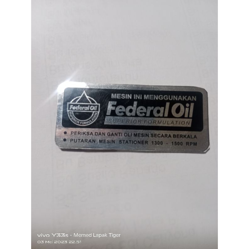 MESIN Federal OIL label sticker for tiger revo engine calter | Shopee ...