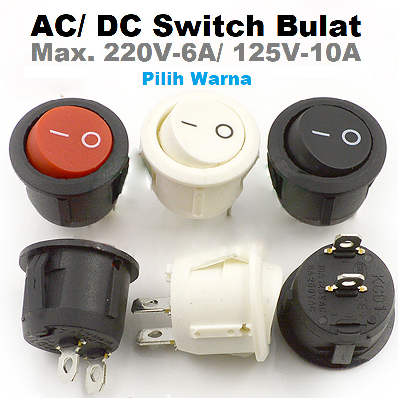 Round On-Off Panel Switch AC/DC High Power Max 10A Rocker Switch 2 Pin ...