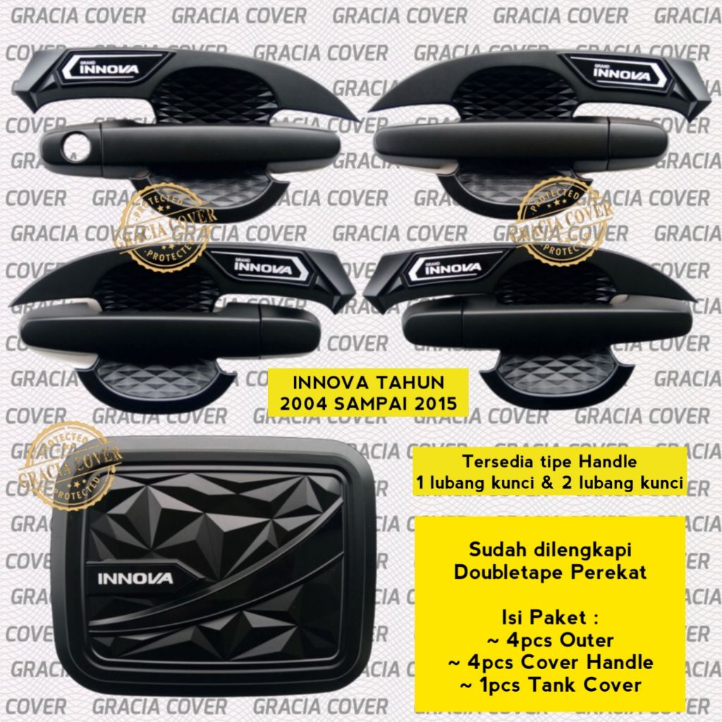 Innova PACKAGE 2004-2015 OUTER HANDLE + BLACK LAMBO SPORTY TANK COVER ...
