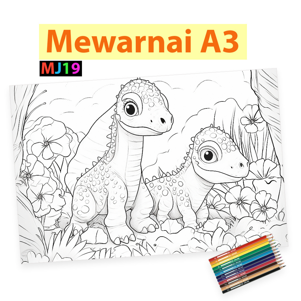 A3 Coloring Sheet MJ19 Coloring Book for Kindergarten, PAUD, SD, 2 3