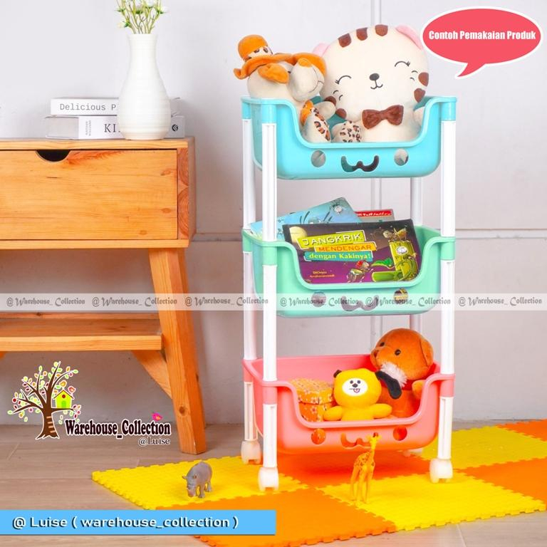PERALATAN 3-level Children's Toy Rack Character Cosmetic Doll Book ...