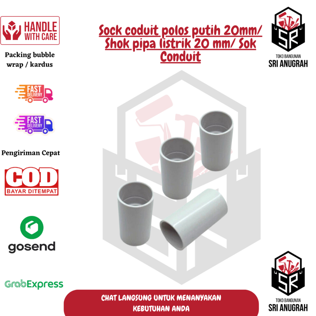 Sock connection and elbow coduit plain white 20mm electric pipe ...