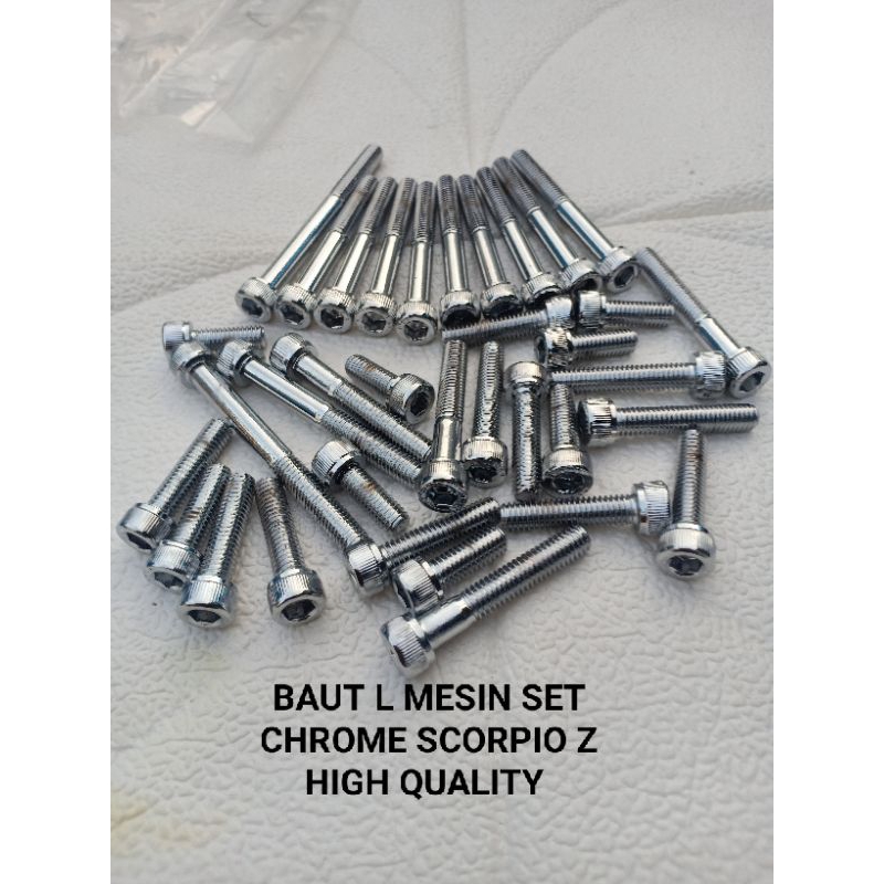 MESIN Scorpio Z CROME Engine Block Bolts Complete SET SUPER HIGH ...